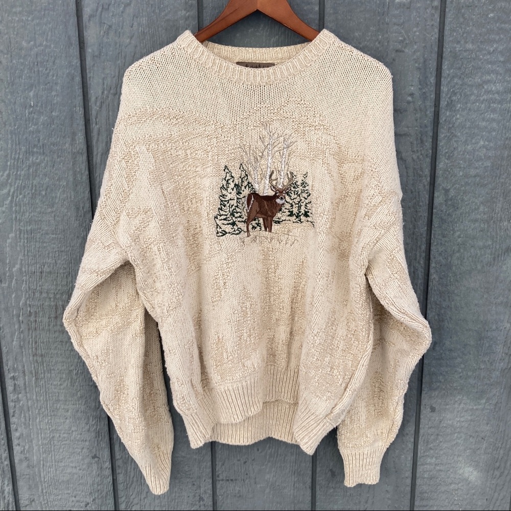Vintage Cedar Falls Knit Embroidered Sweater
